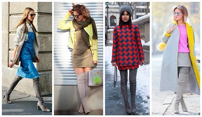 С чем носить серые ботфорты?